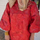 Red Embossed Babydoll Dress