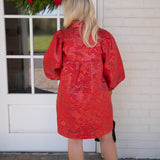Red Embossed Babydoll Dress