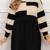 Black Color Block Sweater Dress