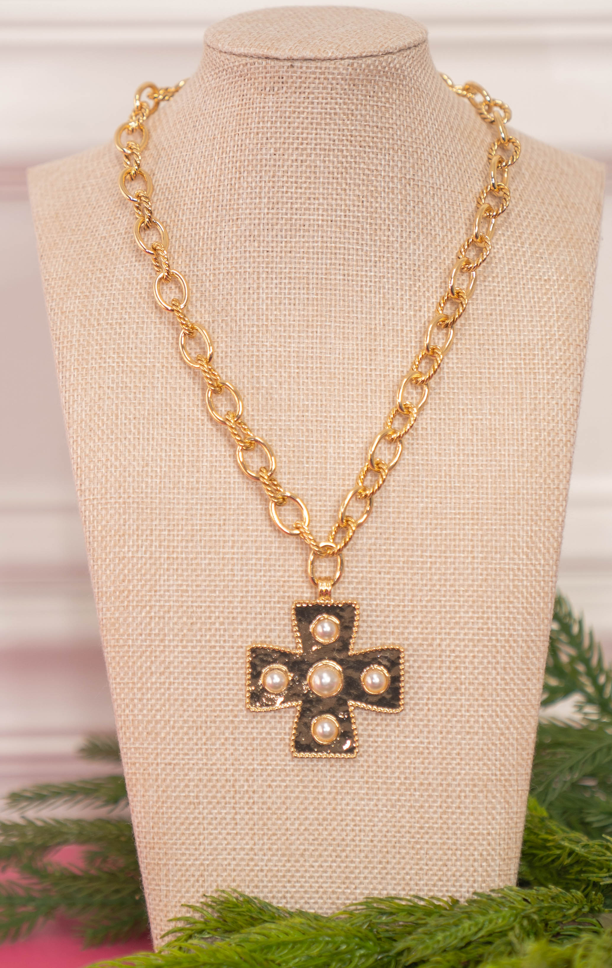 Peral Cross Necklace