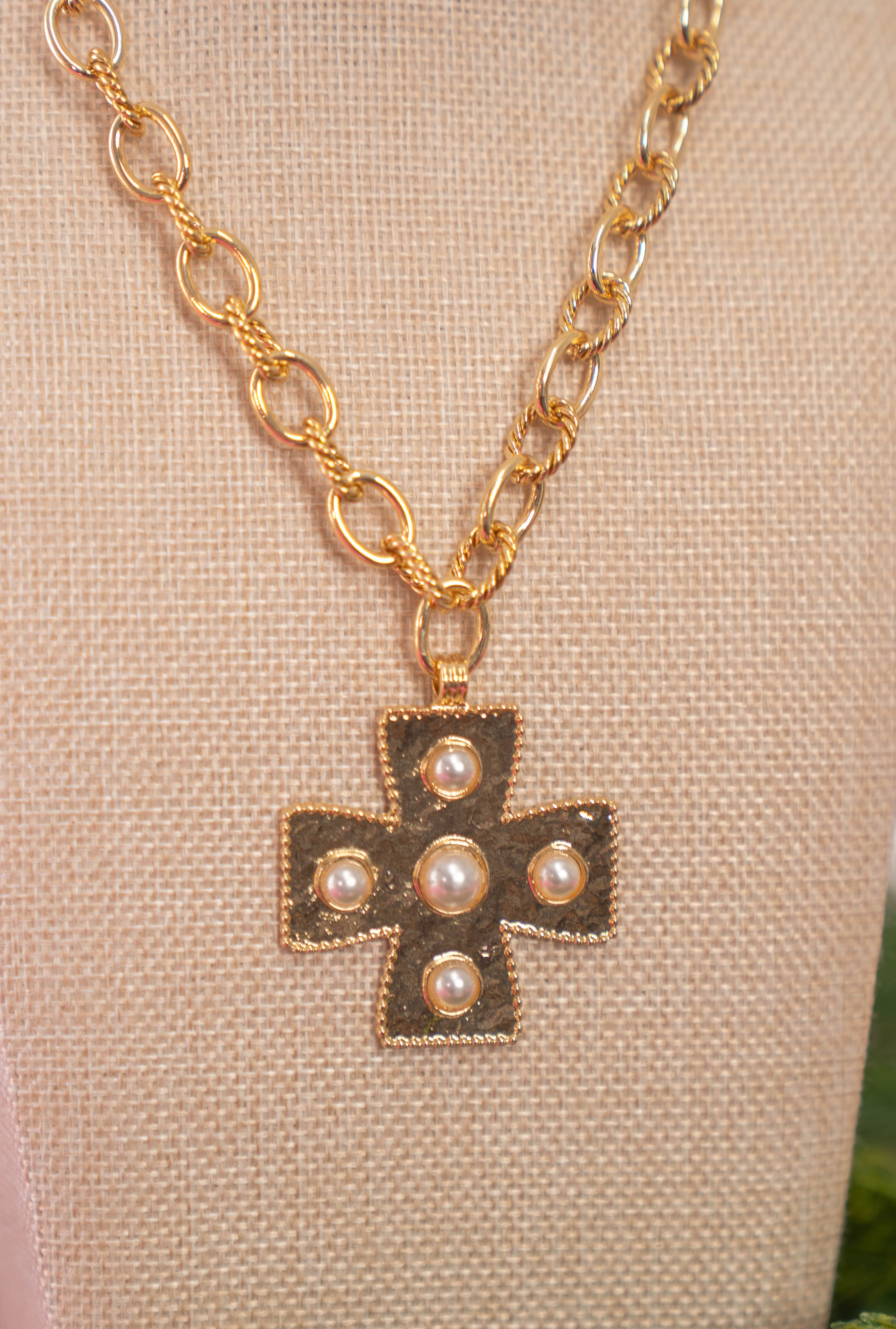 Peral Cross Necklace