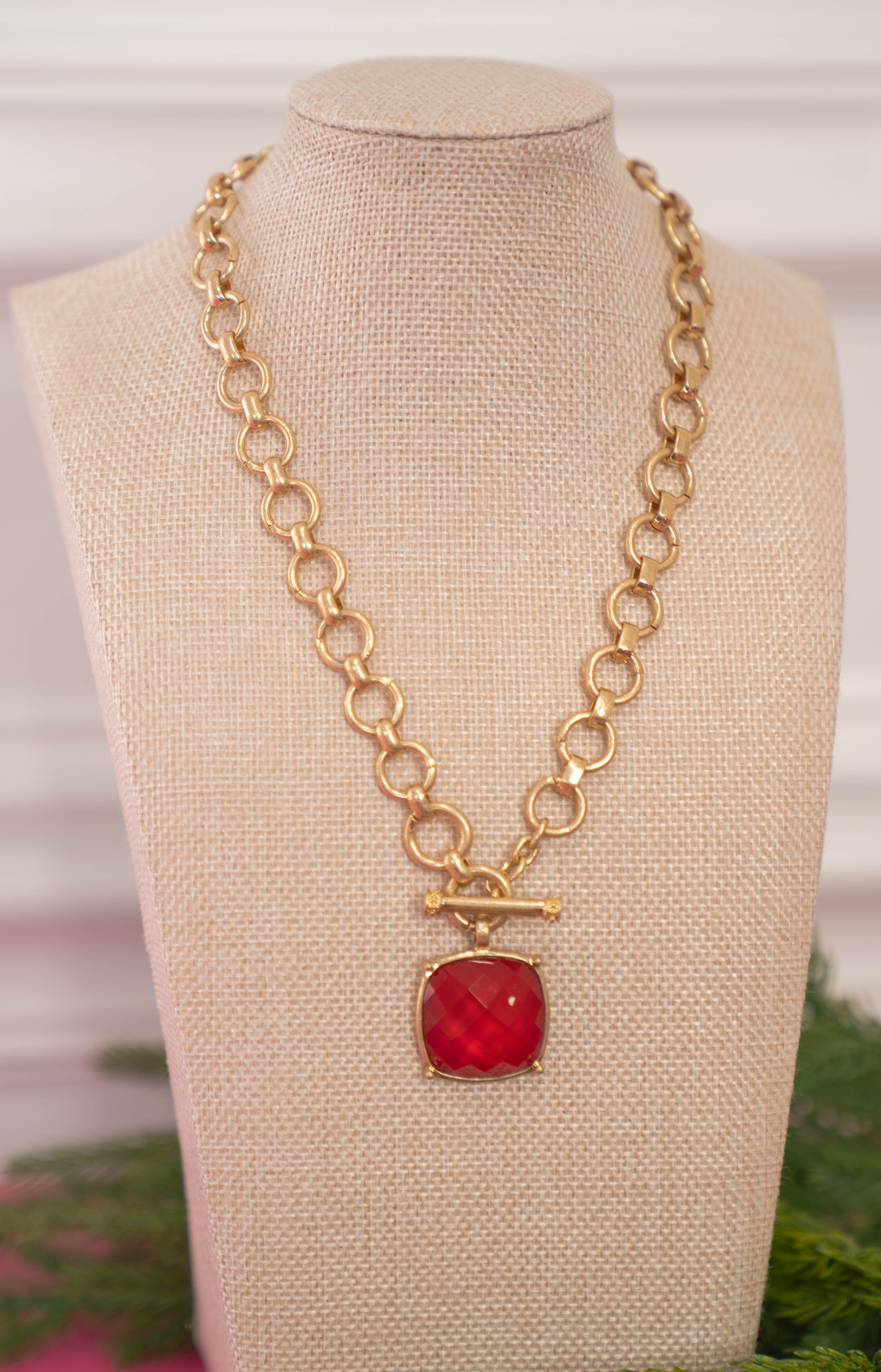 Classic Toggle Necklace in Red