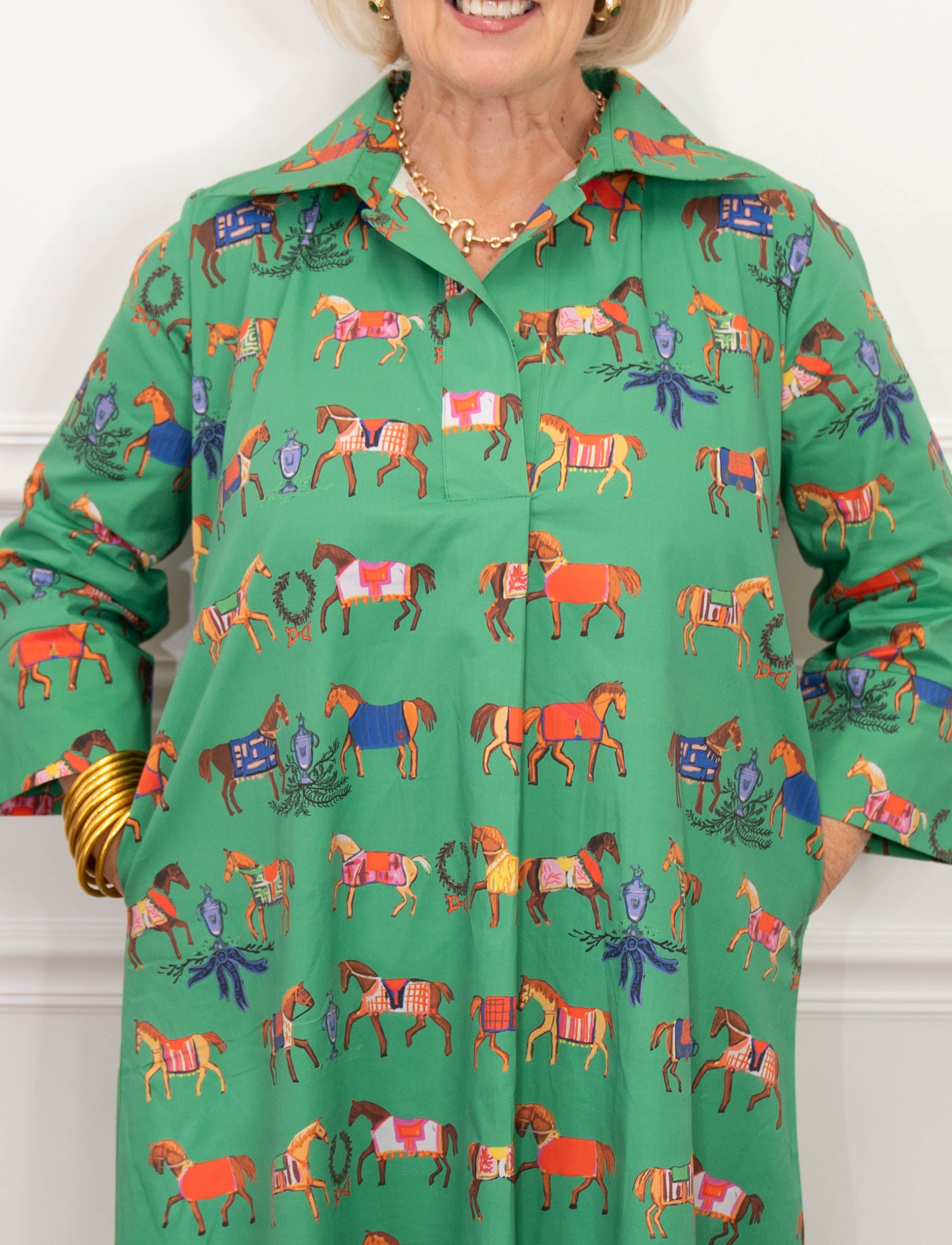 House of MBR High Horse Shirt Dress Long