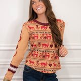 Free people tan and red reindeer