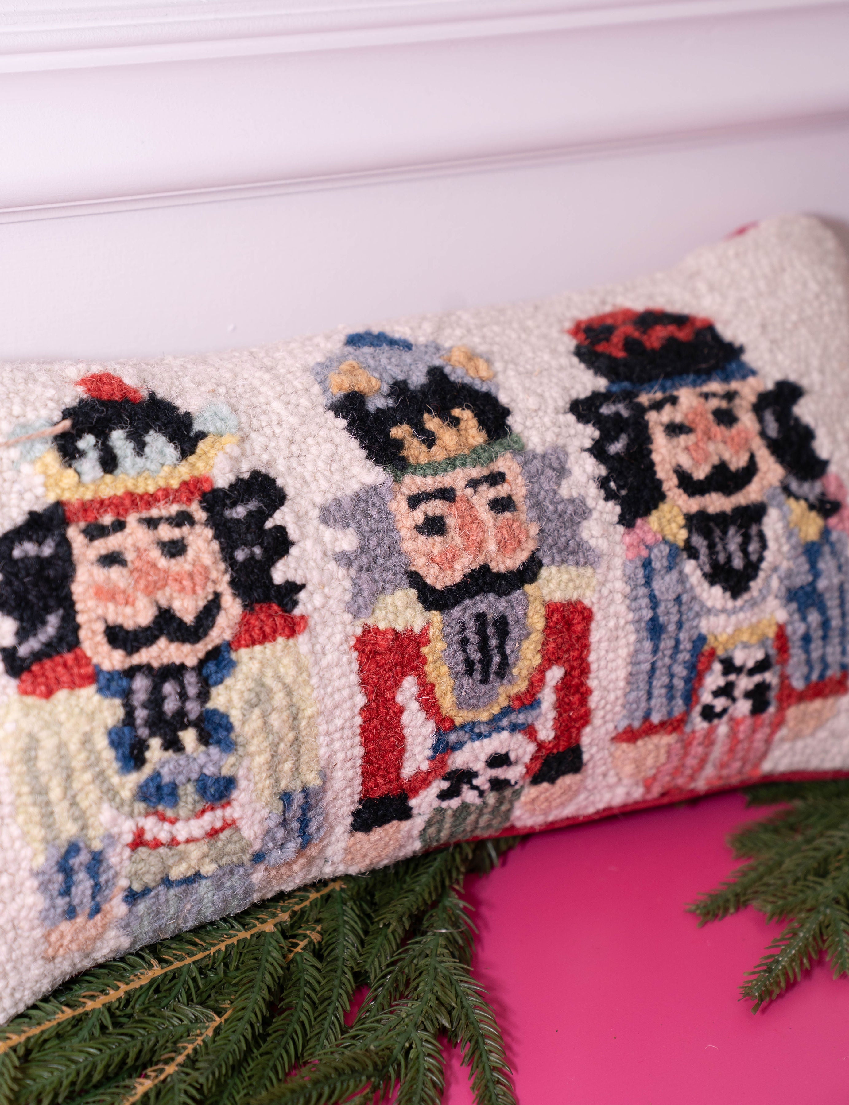 Mud Pie Lumbar Nutcracker Wool Pillow