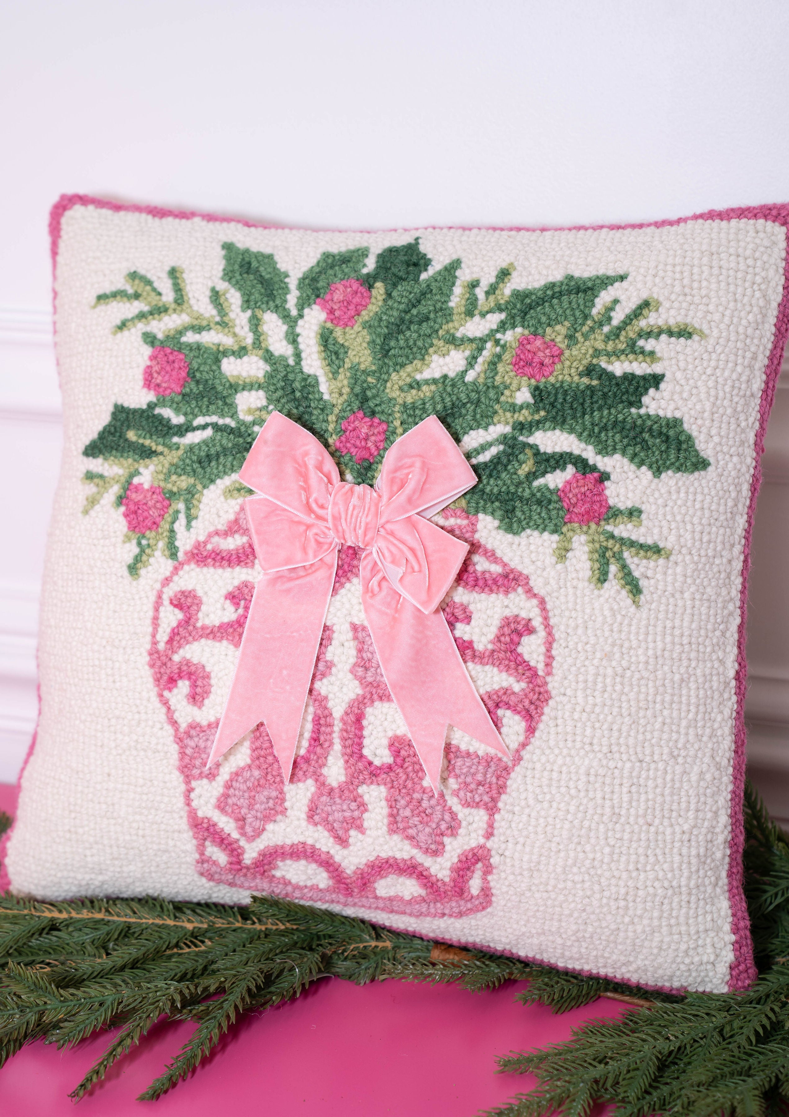Chinoiserie Vase Ribbon Pillow