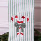 Embroidered Candy Cane Tea Towel