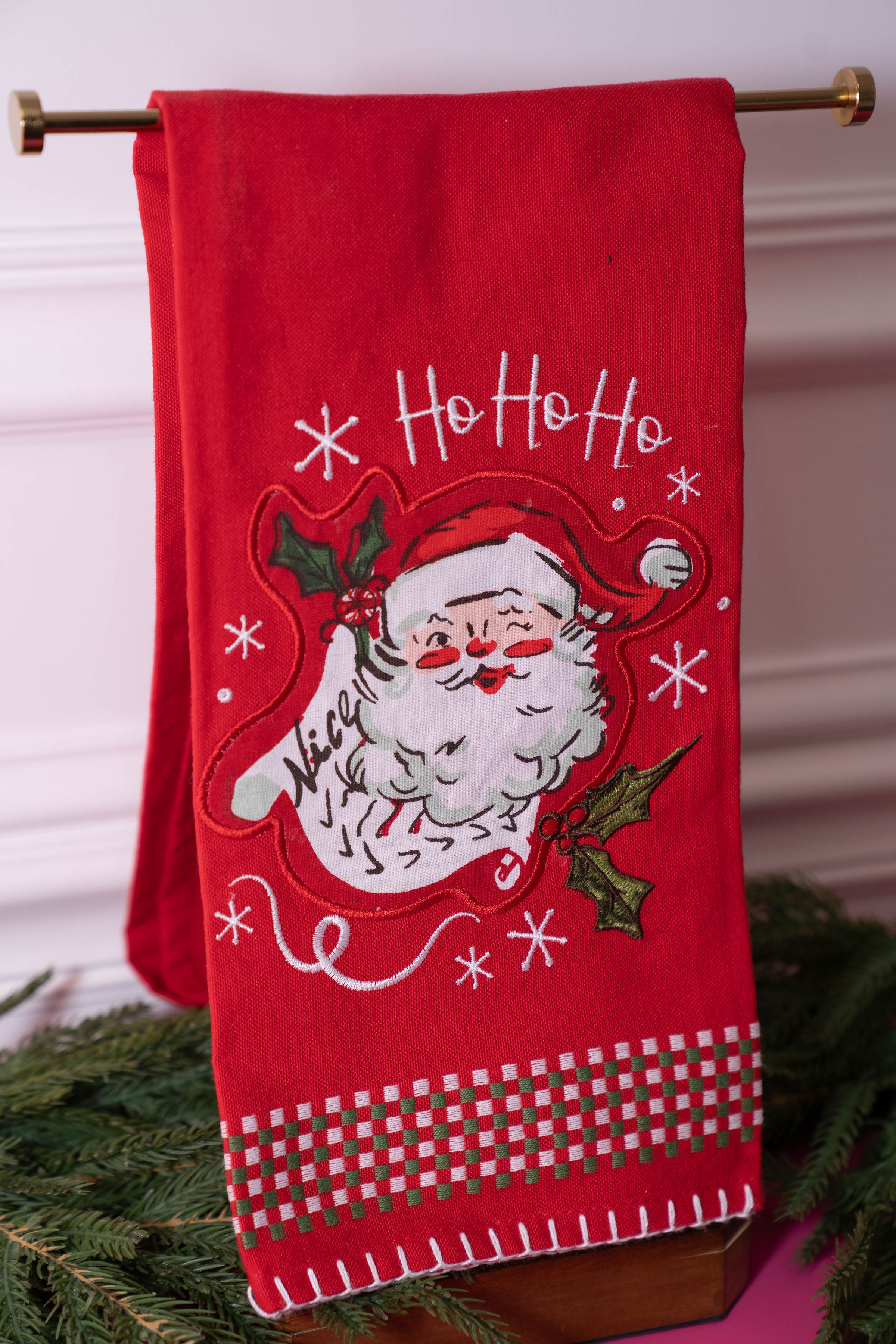Santa's Nice List Embellished Dishtowel