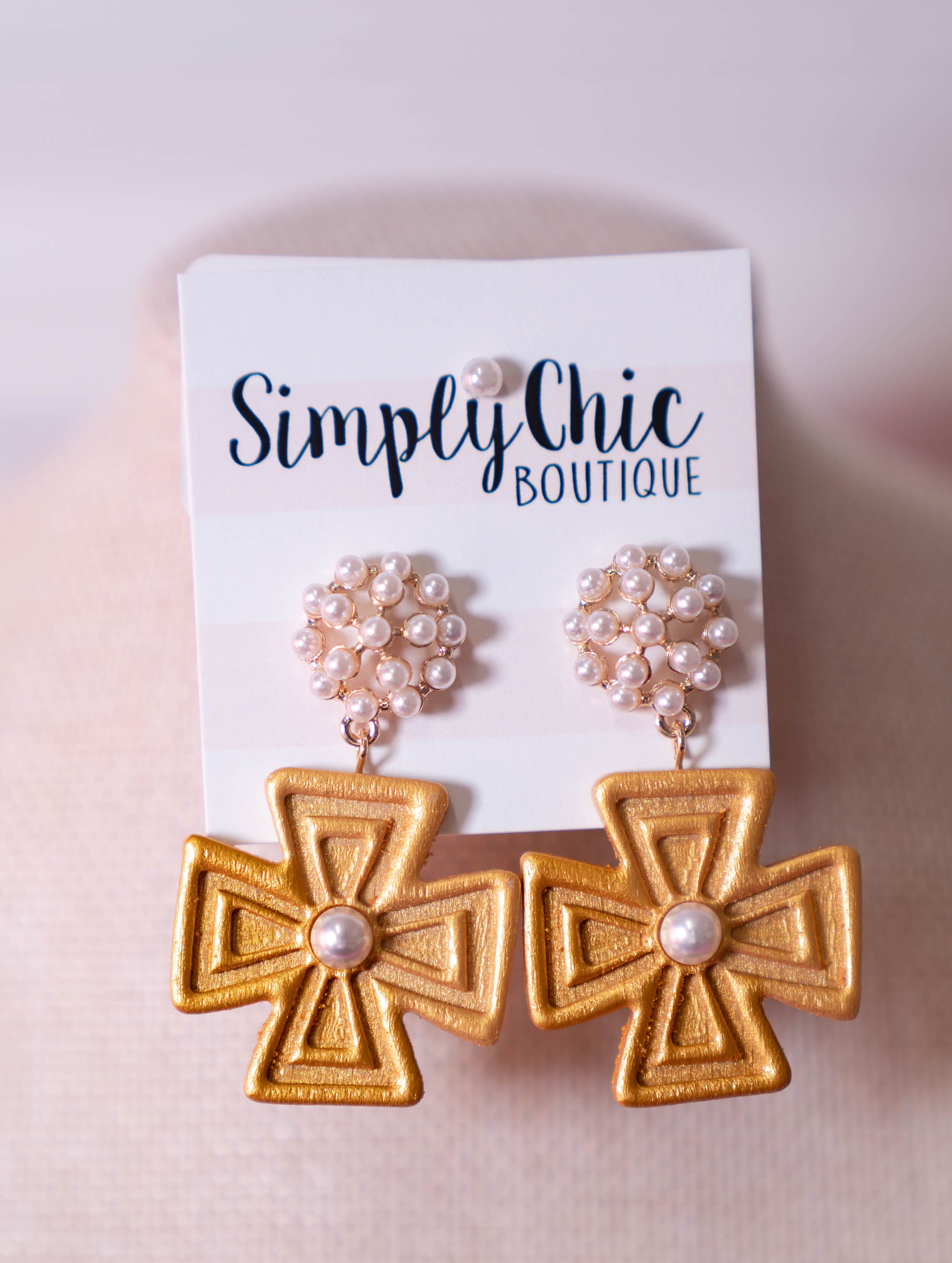 Golden Cross Earrings