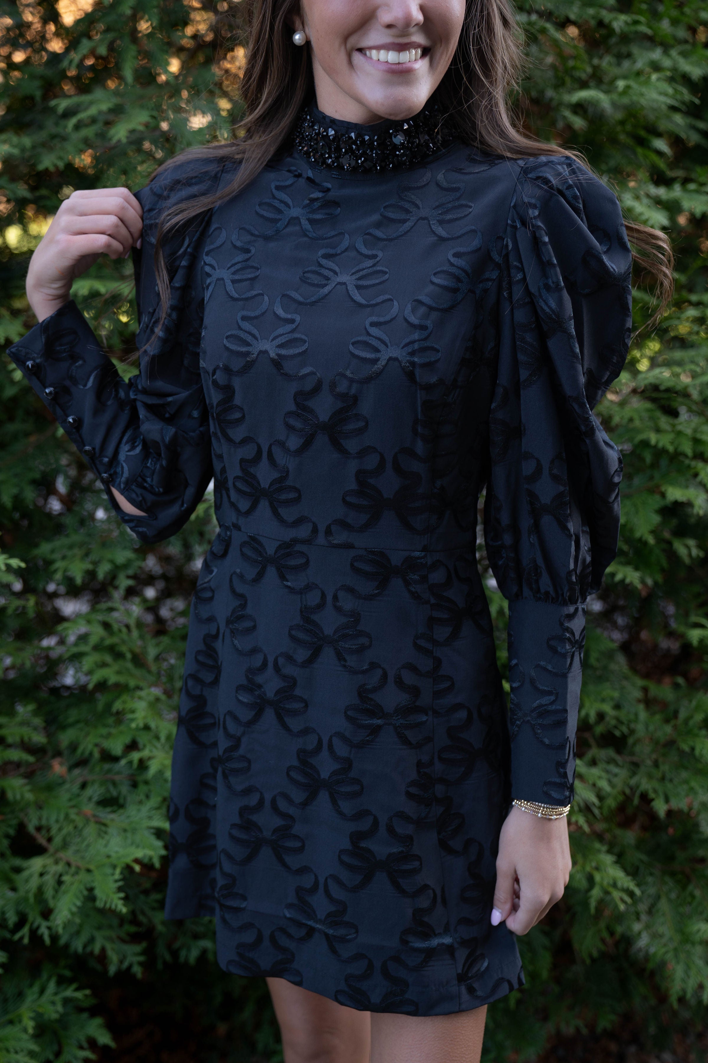 Emily McCarthy Zoe Mini Bow Lattice Dress