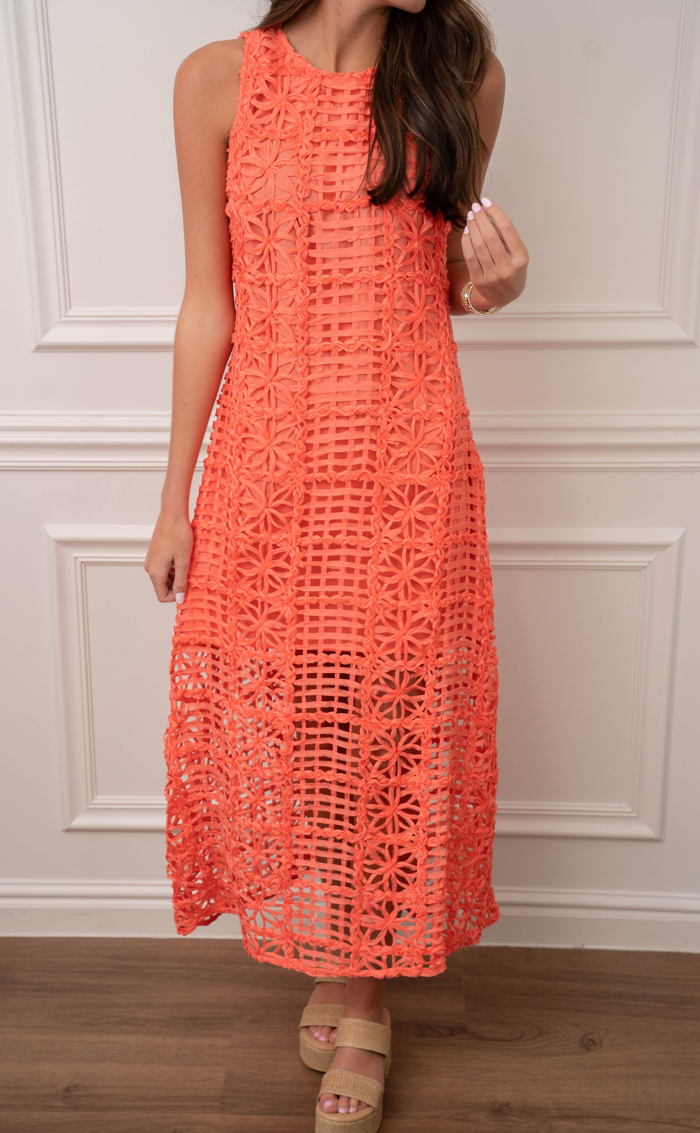Coral Orange Sherbet maxi  Dress
