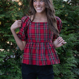 Mary square Red Plaid Isabel Top