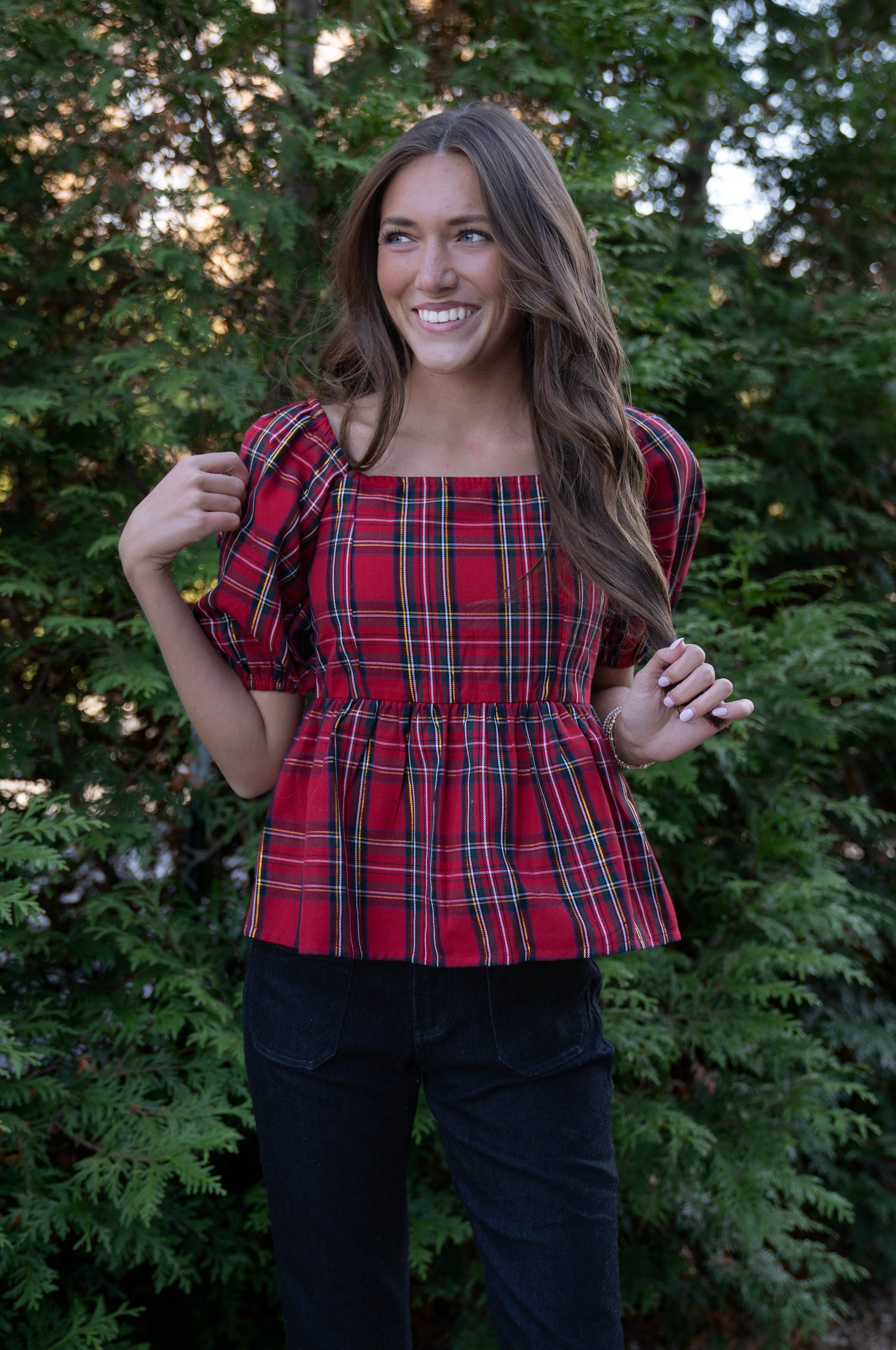 Mary square Red Plaid Isabel Top