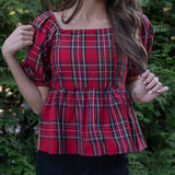 Mary square Red Plaid Isabel Top