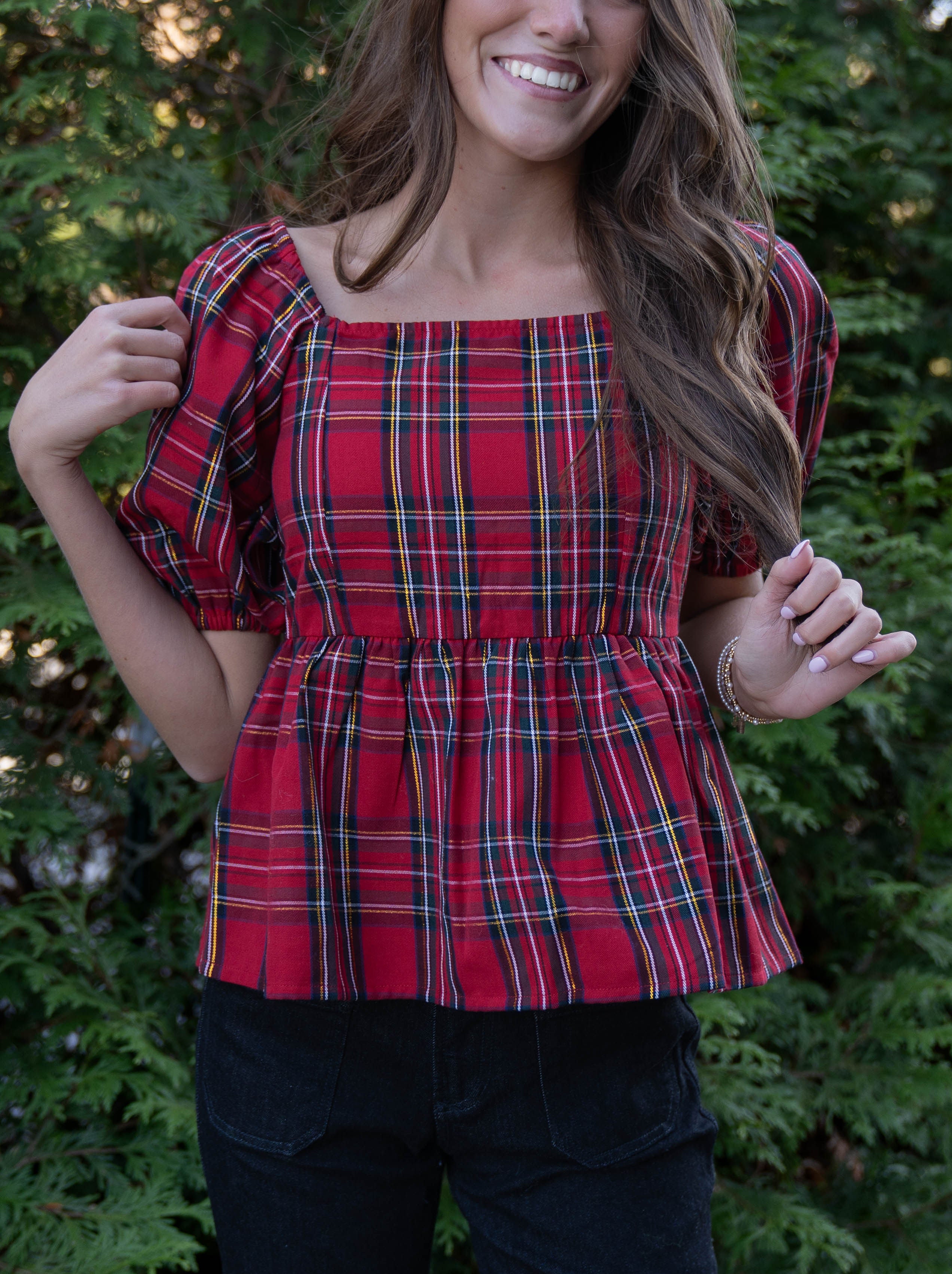 Mary square Red Plaid Isabel Top