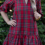 Mary Square Red Plaid Naomi Dress