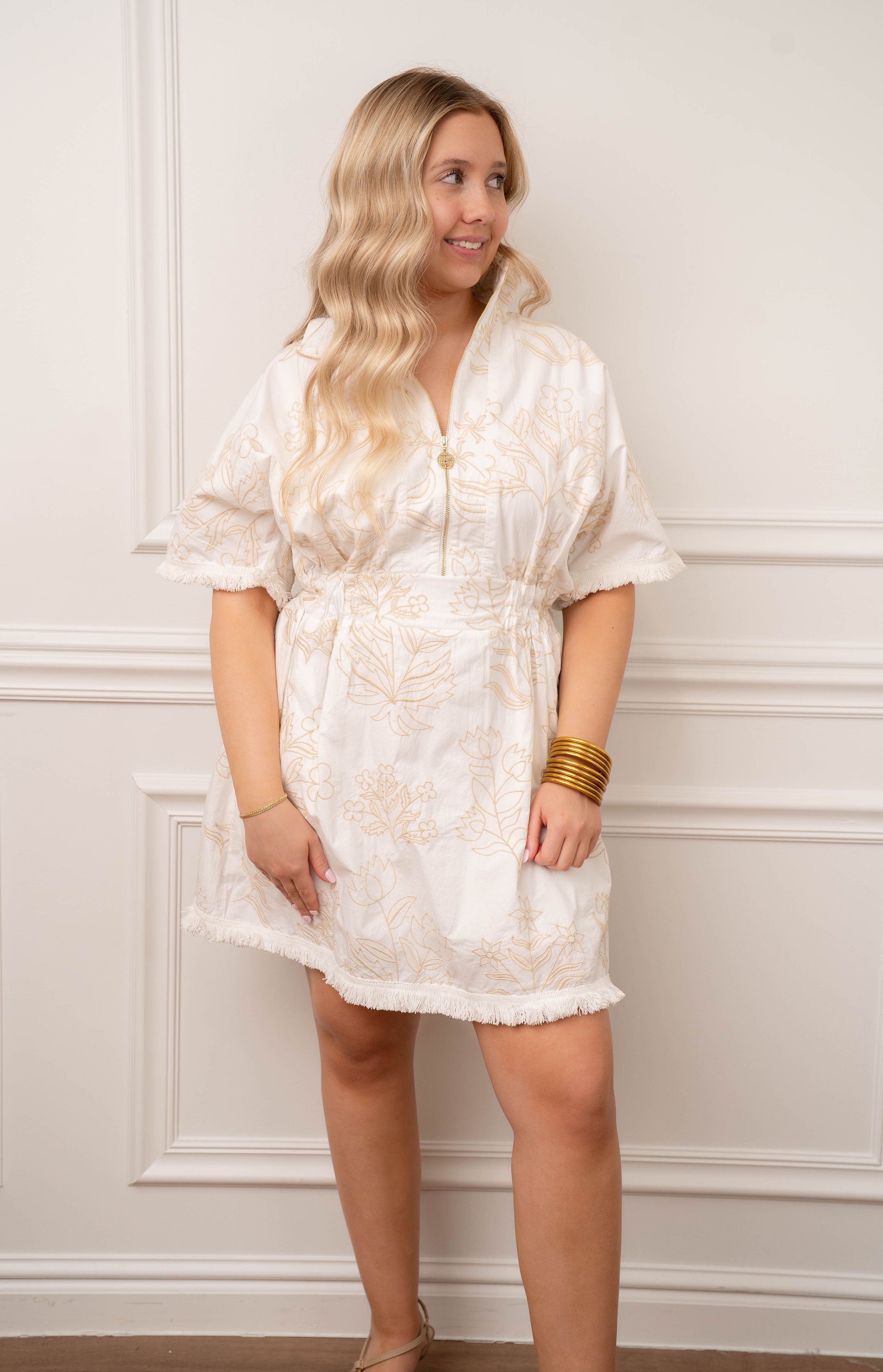Emily McCarthy Pullover Dress Blanc Petals