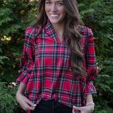 Gretchen Scott Ruffleneck Stewart Plaid Top