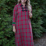 House of MBR Red Tartan Bouvier Long Dress