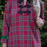 House of MBR Red Tartan Bouvier Long Dress