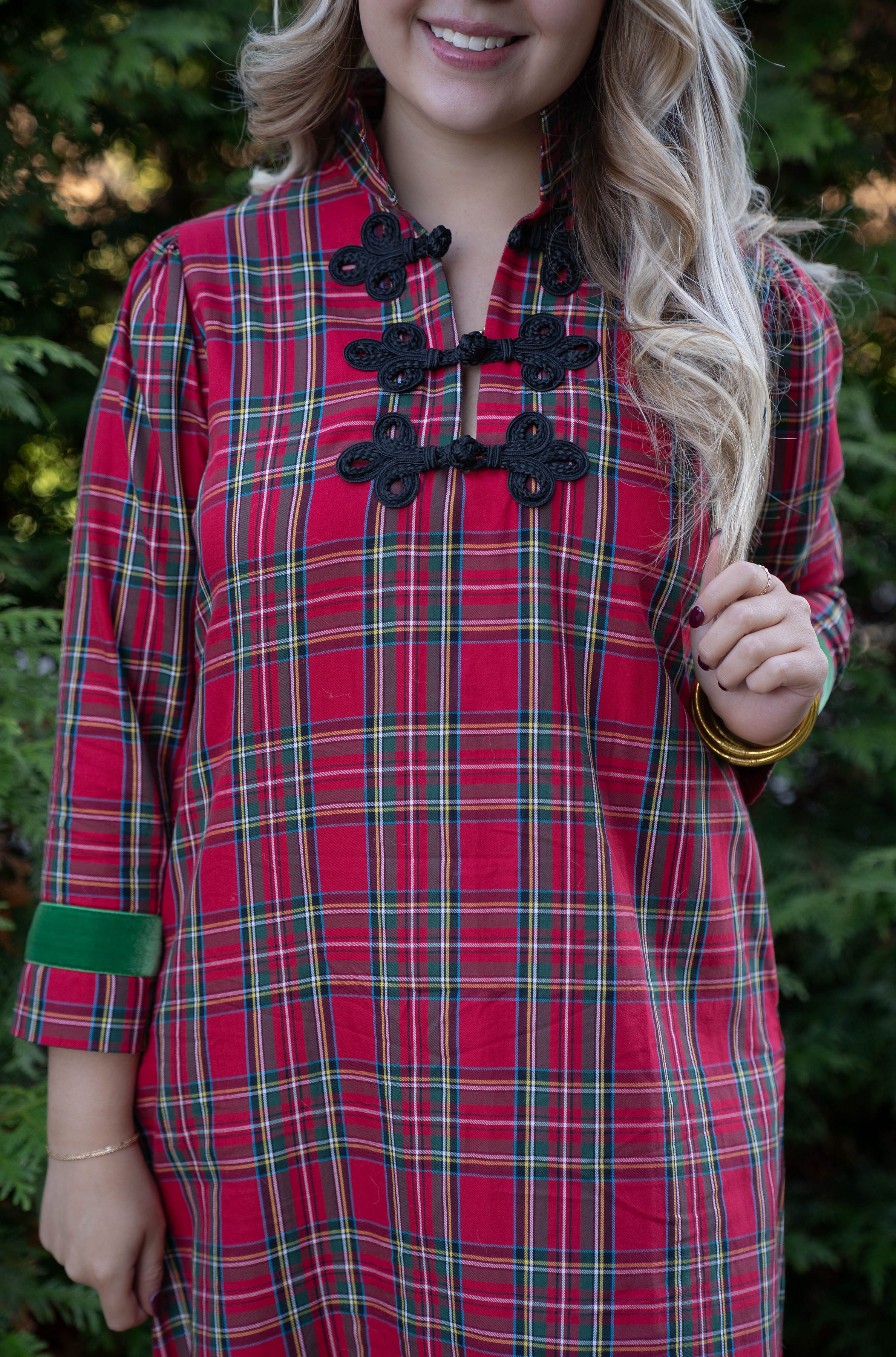 House of MBR Red Tartan Bouvier Long Dress
