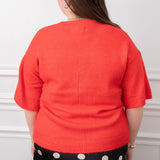 Free People Red Cherry Pop Melange Sweater Top