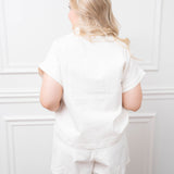 Emily McCarthy Poppy Pullover Gardenia Denim Top