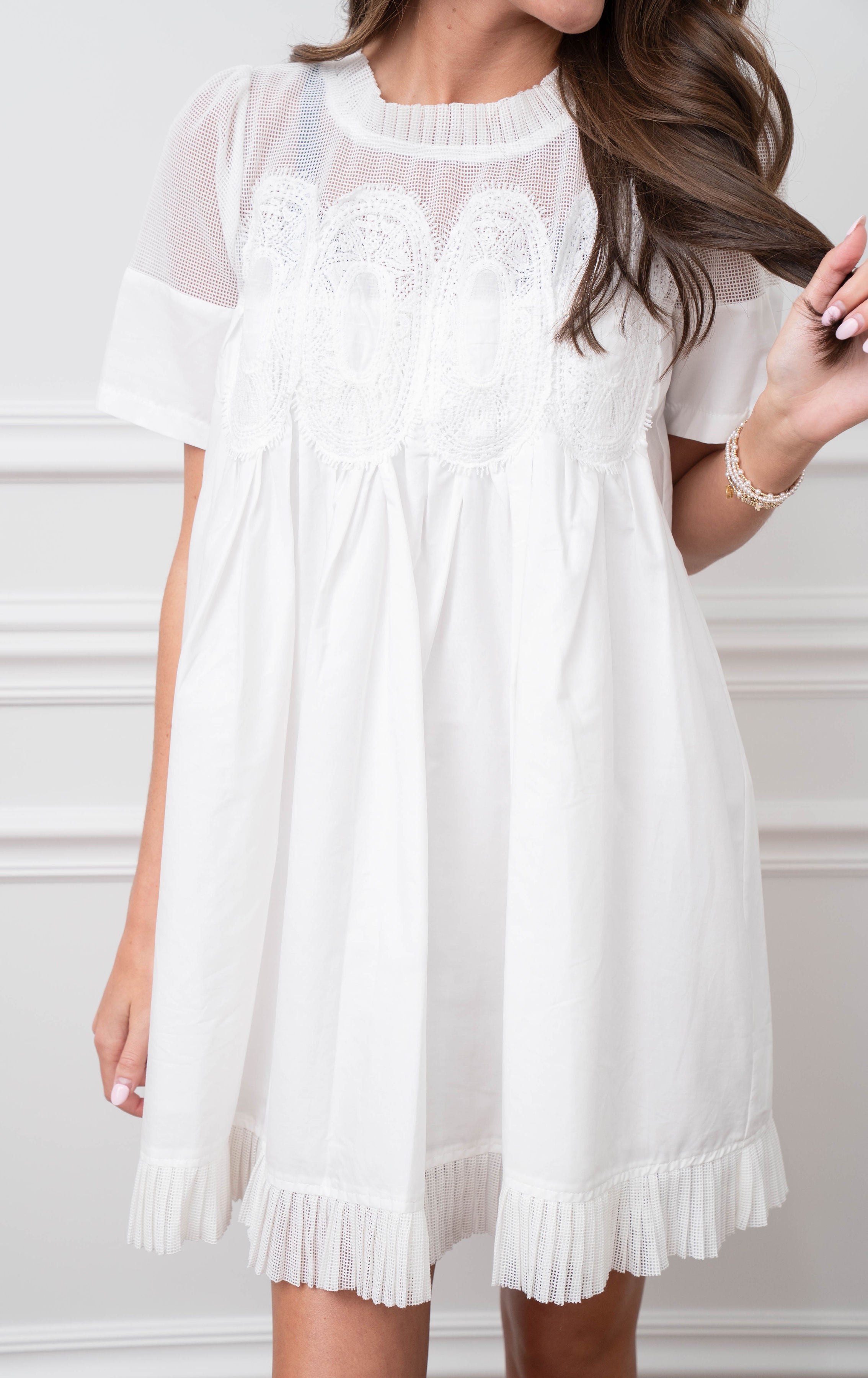 Lace Detail White Dress