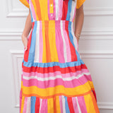 Multi Stripe Collared Midi Dress
