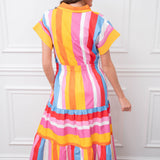 Multi Stripe Collared Midi Dress