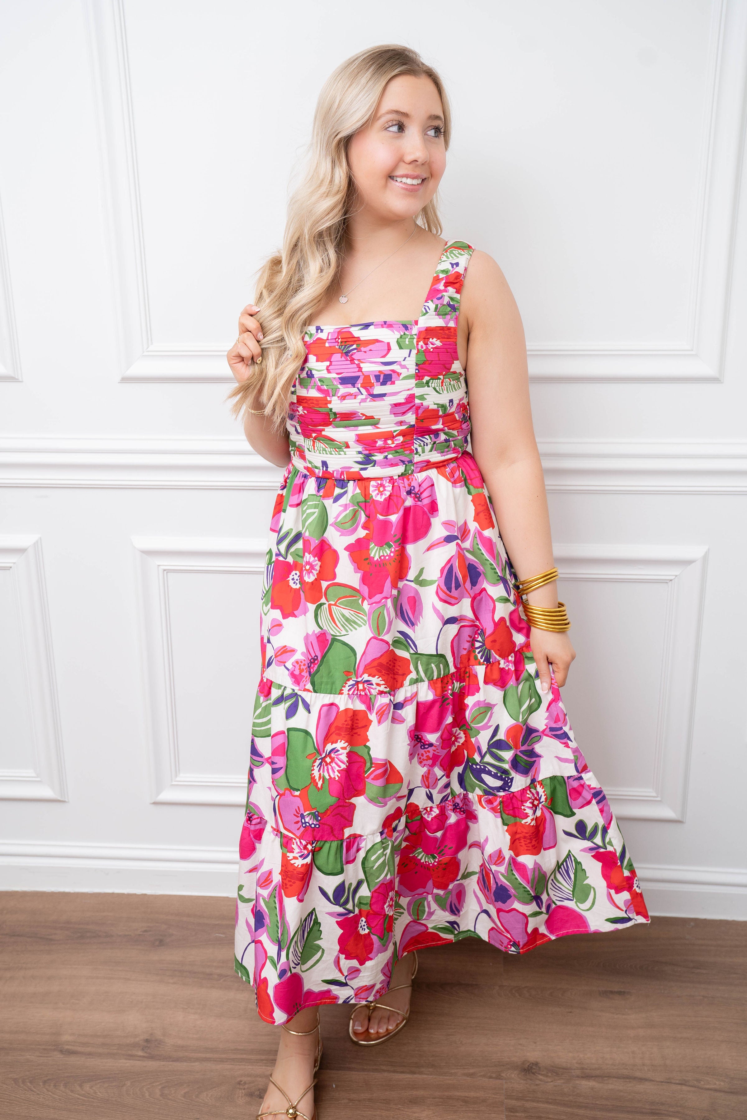 Garden Party Floral Midi Dress – Simply Chic