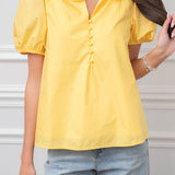 Popped Collar Top in Yellow