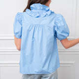 Popped Collar Top in Chambray