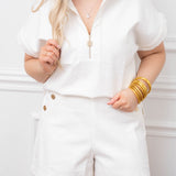 Emily McCarthy Poppy Pullover Gardenia Denim Top