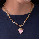 Studded Heart Pink Necklace
