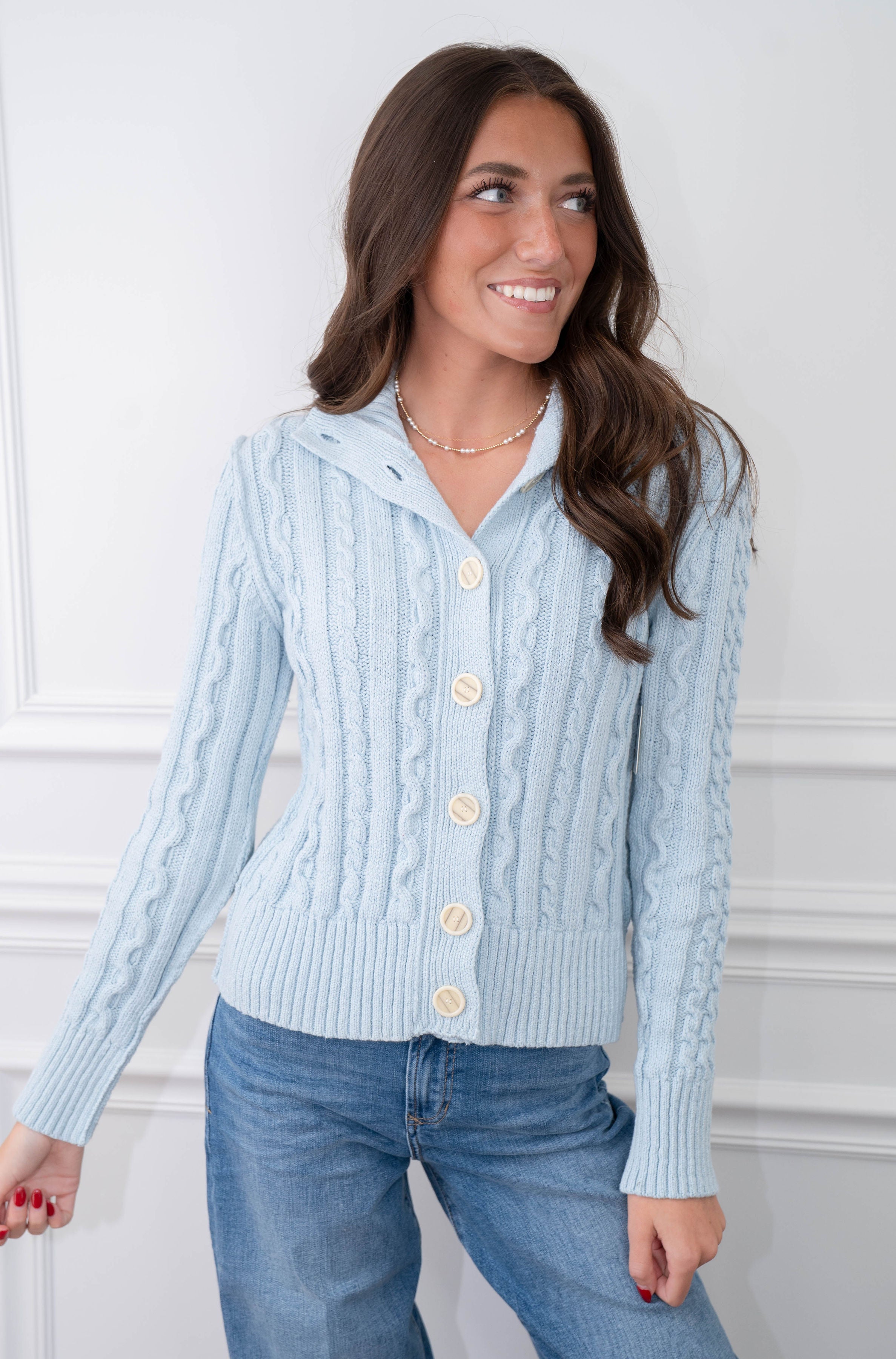 Free People Pastel Blue Cardigan