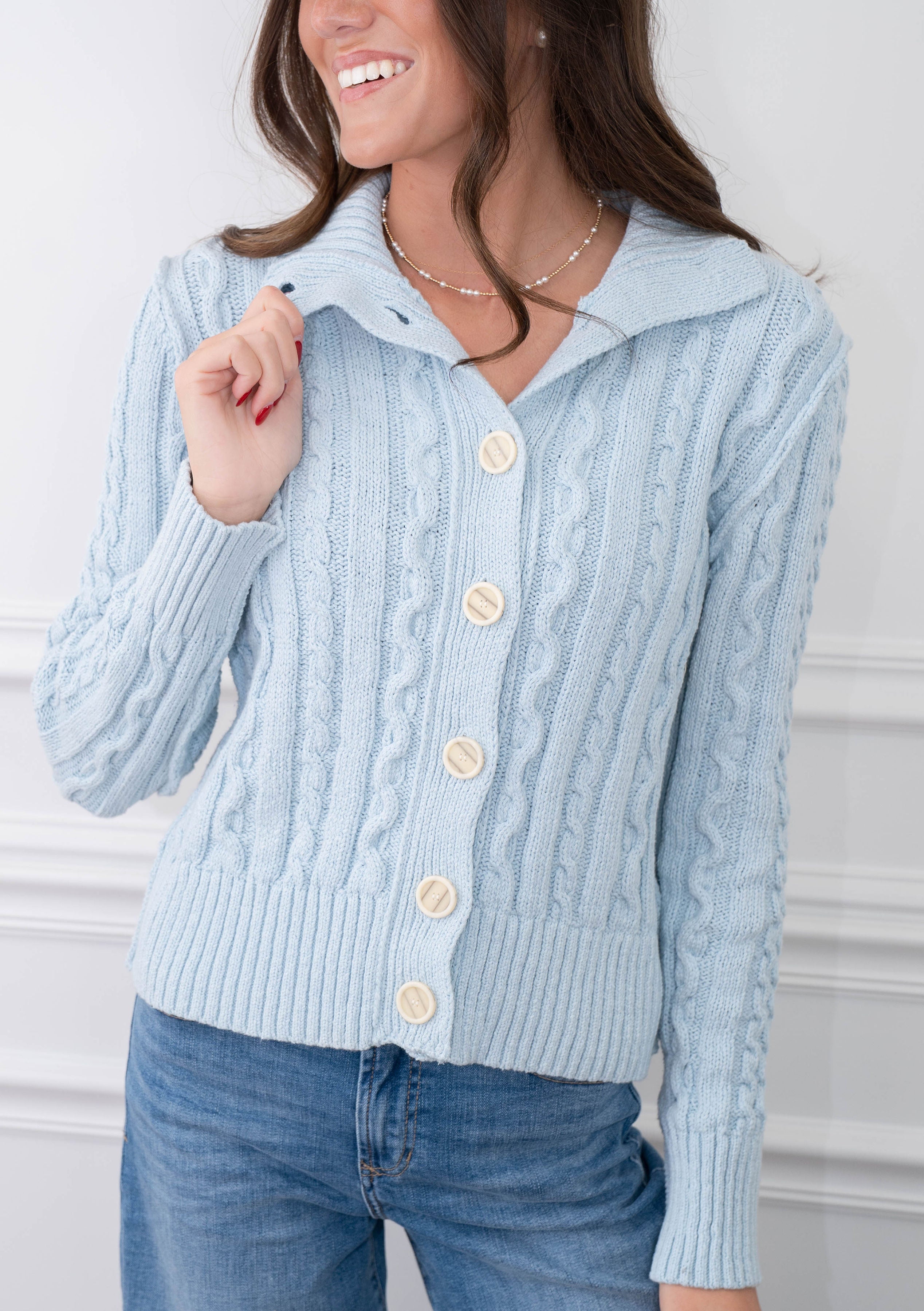 Free People Pastel Blue Cardigan