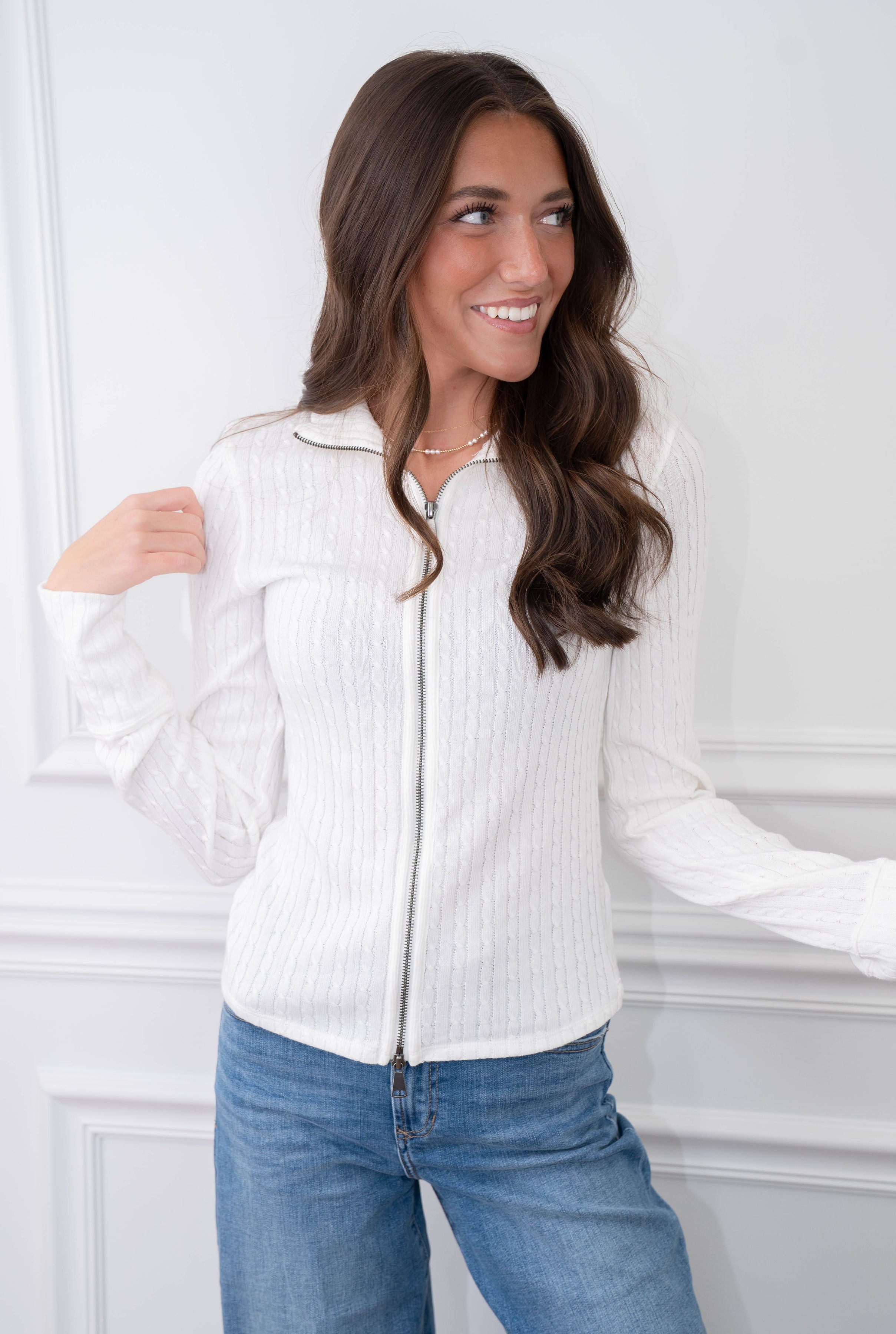 Free People Clean Ivory Zip Up Jacket