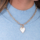 Studded Heart Necklace White