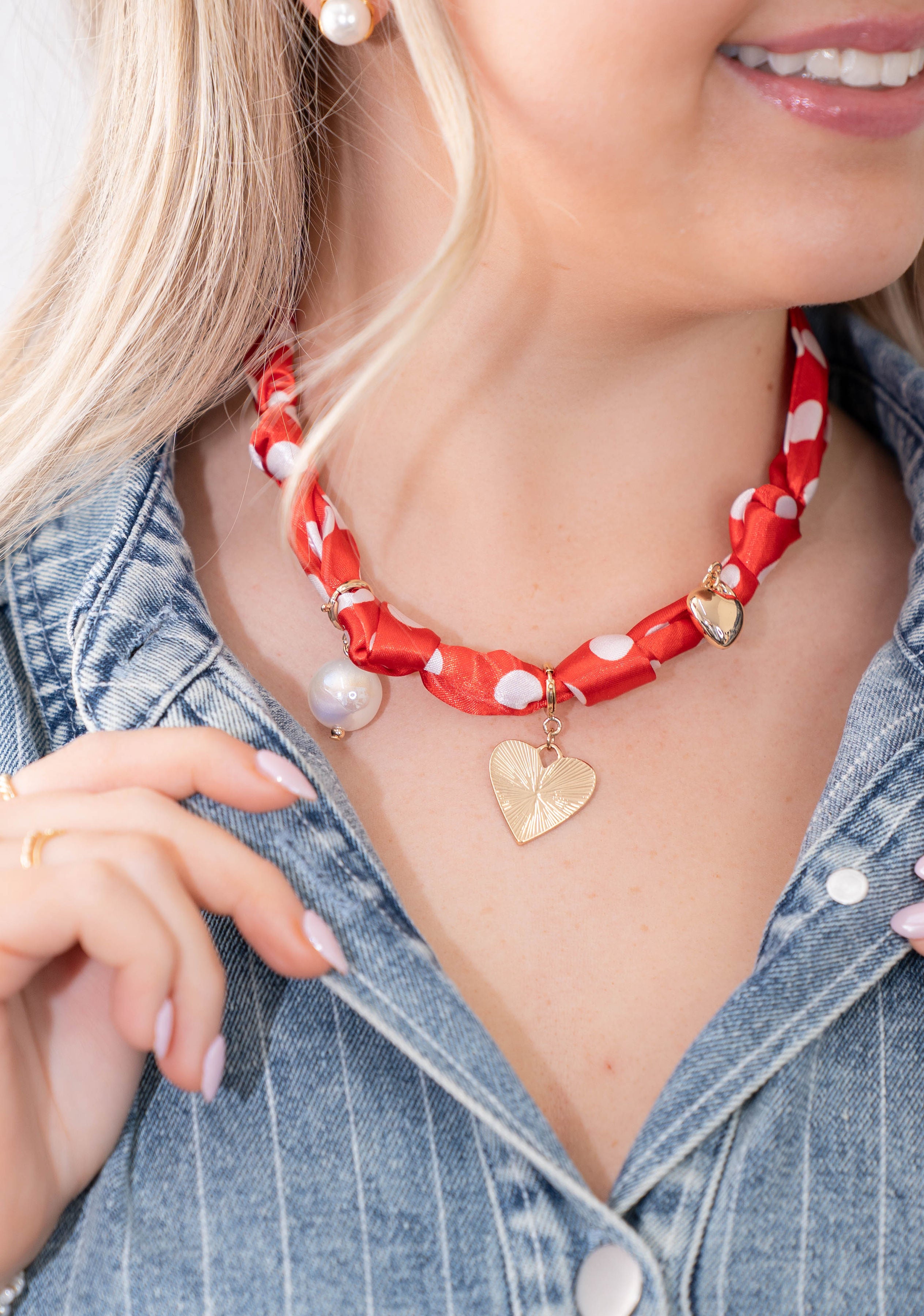 Polka Dot Scarf Necklace