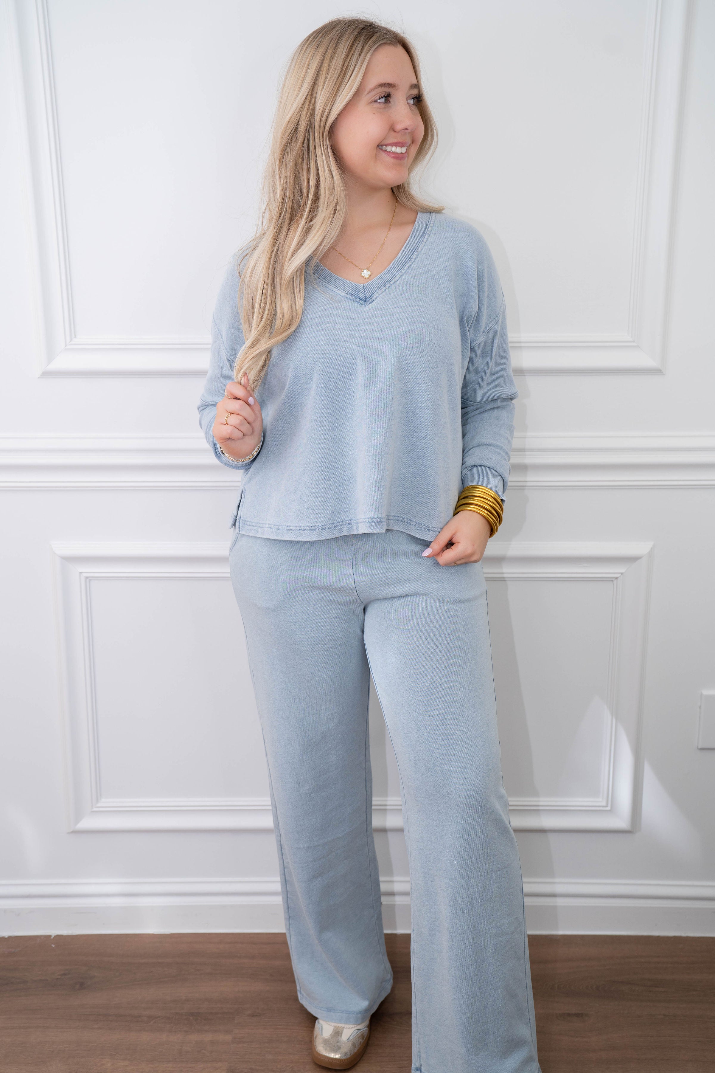 Z Supply Delphine Knit Denim Sweatshirt