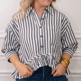 Free people Nautical Stripe Ruffled Top