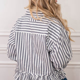 Free people Nautical Stripe Ruffled Top