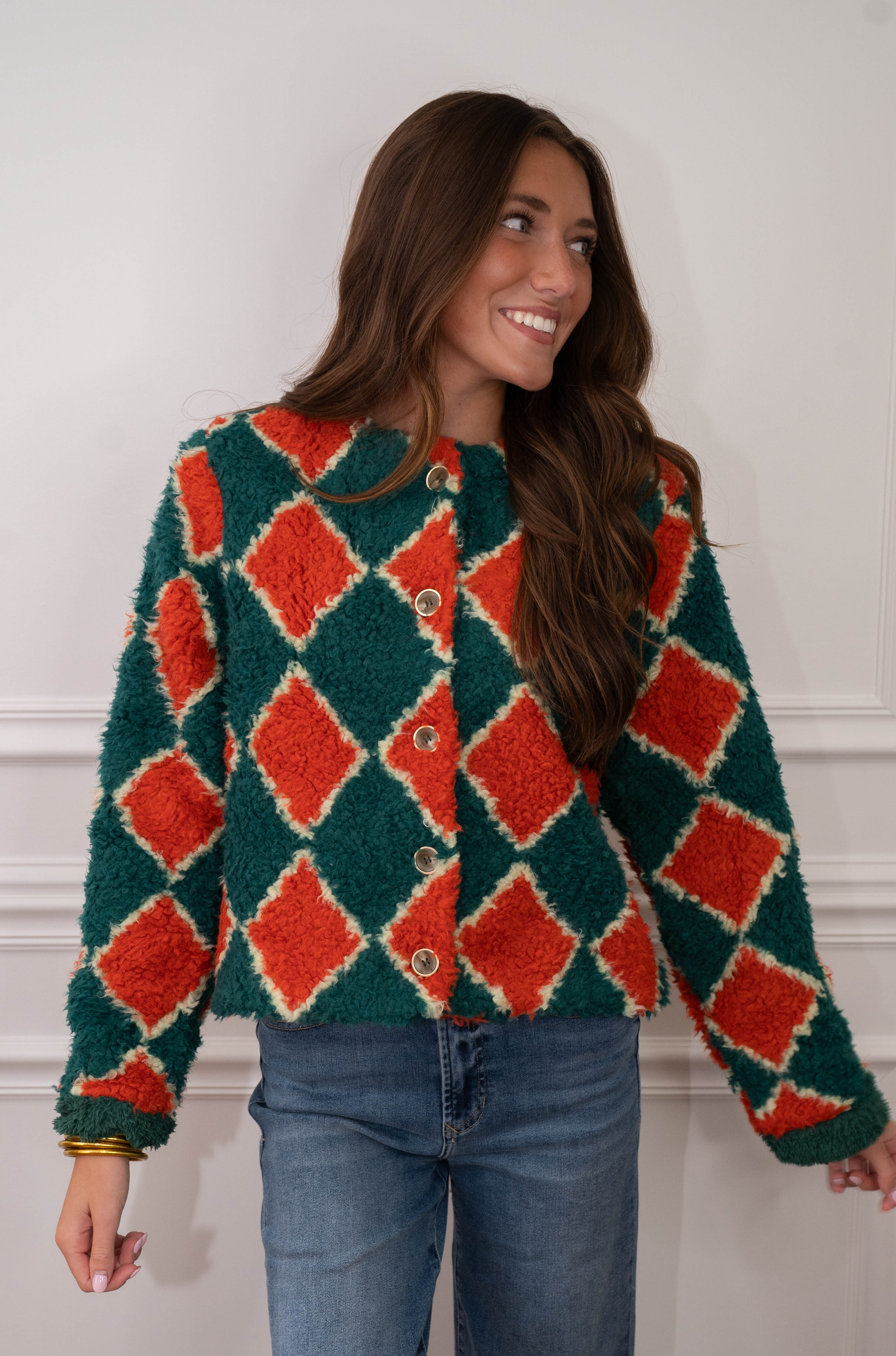 Harlequin Sherpa Cardigan