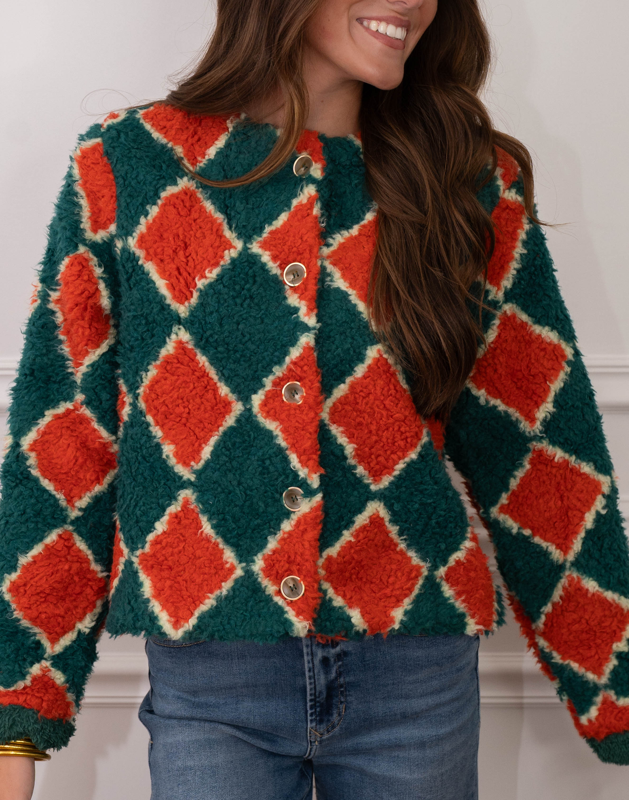 Harlequin Sherpa Cardigan