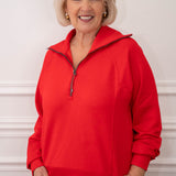 Spanx Half Zip Red