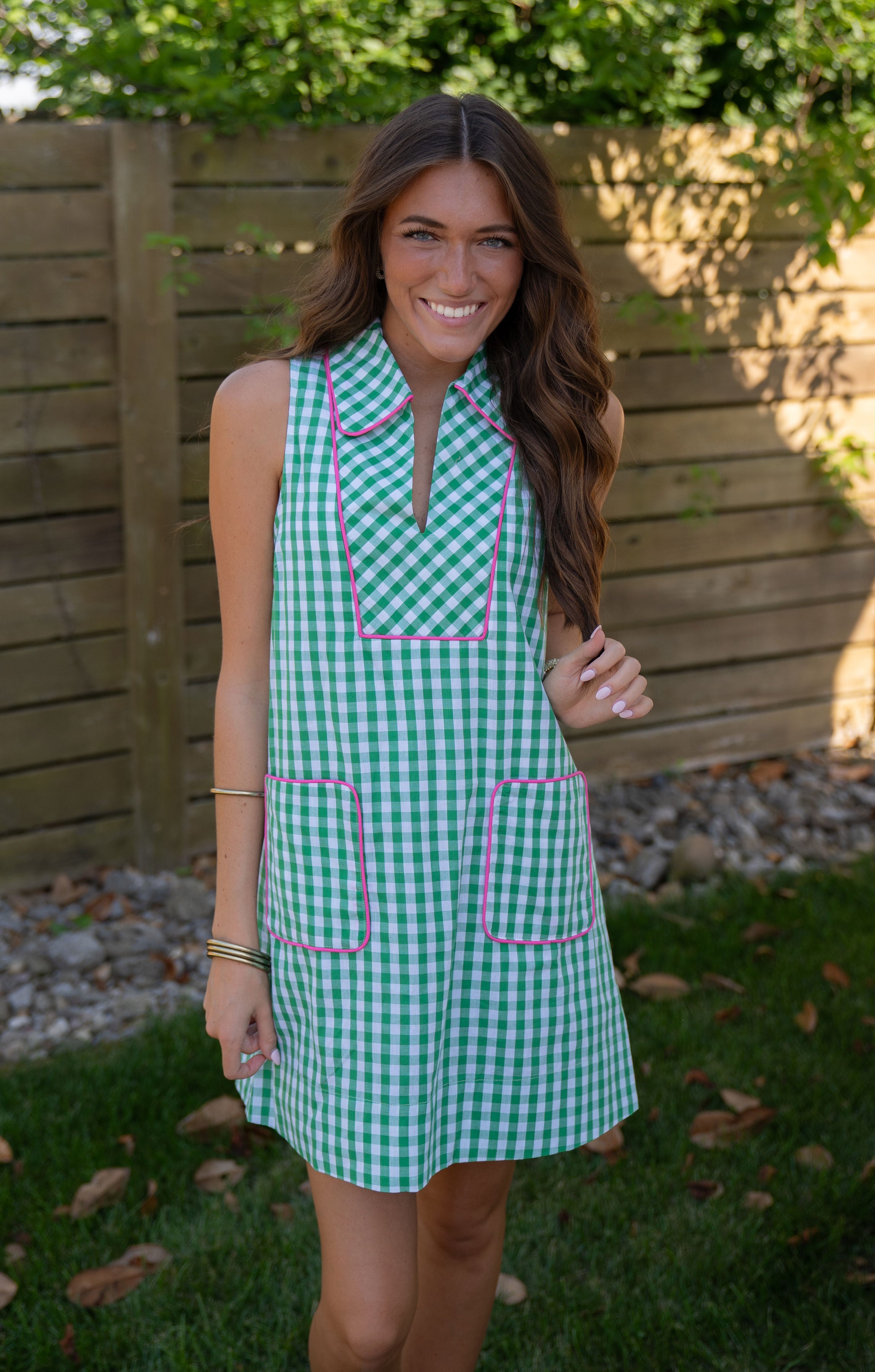 free people green gingham dress Free People