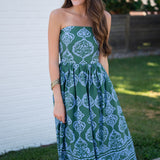 Green and Blue Printed Dress