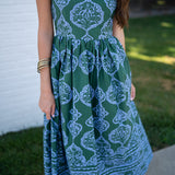 Green and Blue Printed Dress