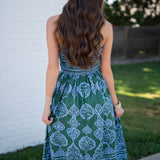 Green and Blue Printed Dress
